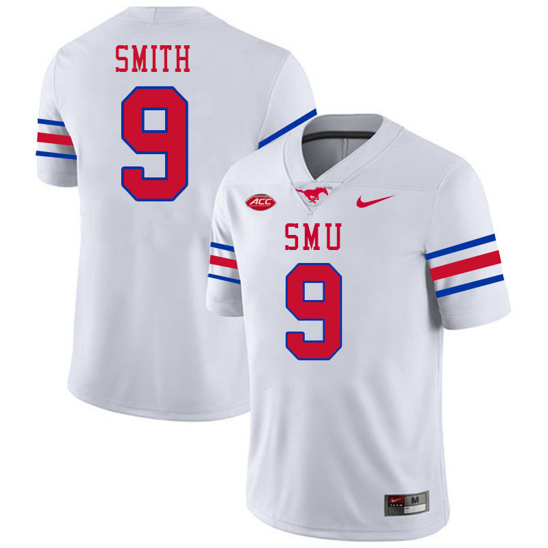 SMU Mustangs #9 Key'Shawn Smith College Football Jerseys Stitched Sale-White